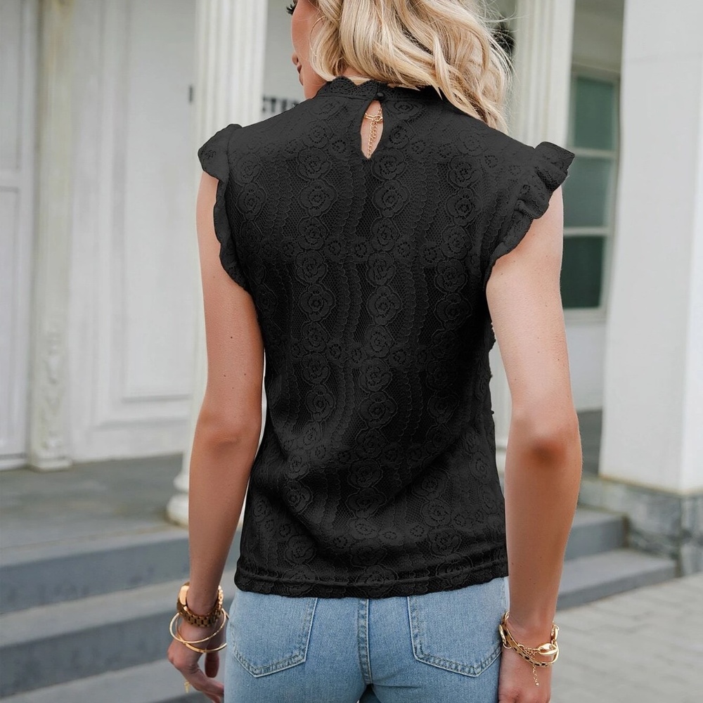 Boho Floral Lace Ruffle Sleeve Top - Picture 6 of 13